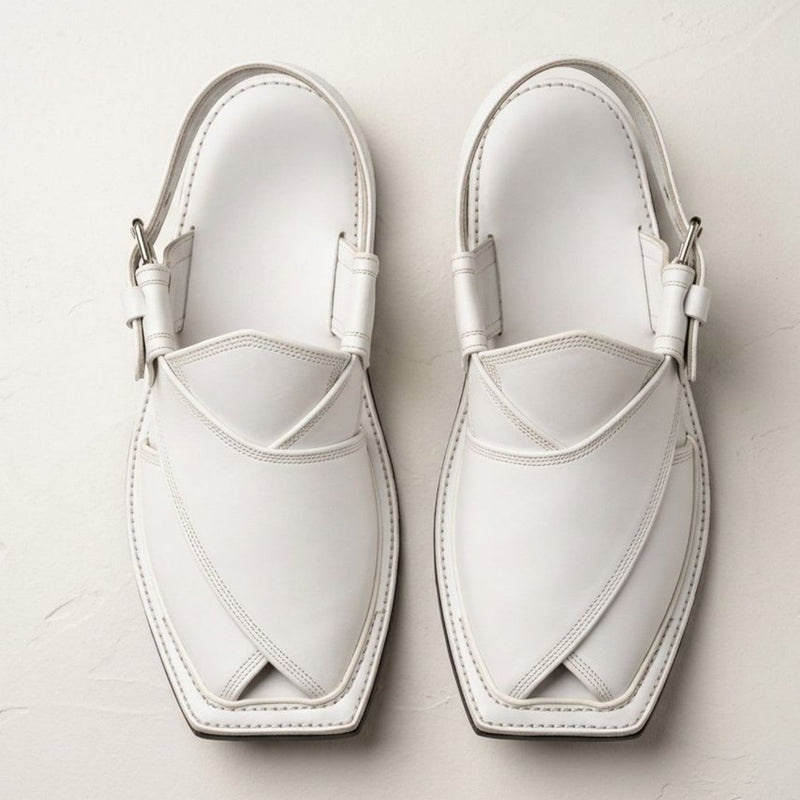 Arctic White Signature Peshawari Chappal