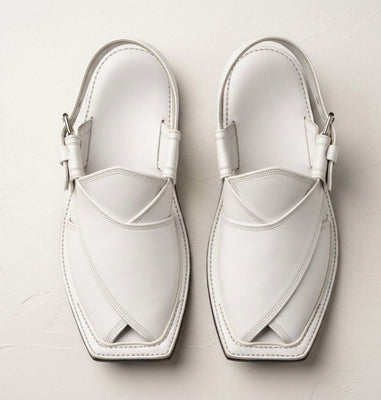 Arctic White Signature Peshawari Chappal