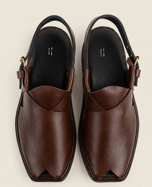 Walnut Heritage Classic Peshawari Chappal – Rich Brown Leather