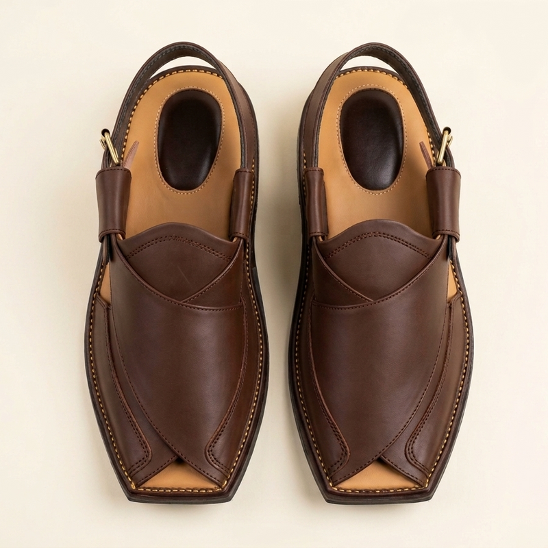 Royal Heritage Executive Leather Peshawari Chappal – Signature Brown