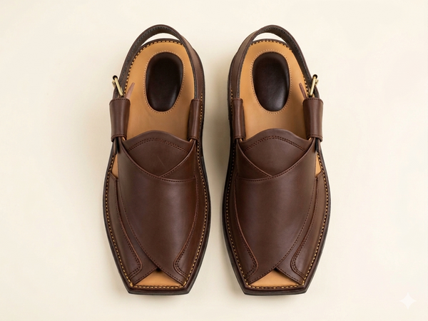 Royal Heritage Executive Leather Peshawari Chappal – Signature Brown